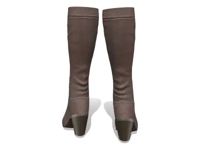 Brown Leather High Heel Calf Boots Low-poly 3D model