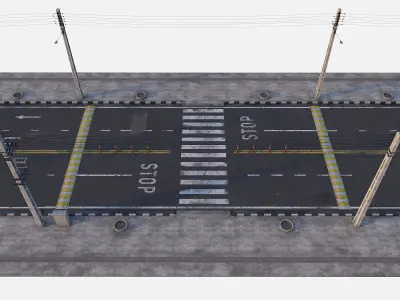 Realistic Street with electric post  3D model