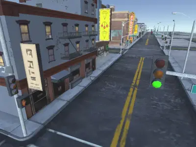 Urban Street Block  Game-Ready FBX 3D model