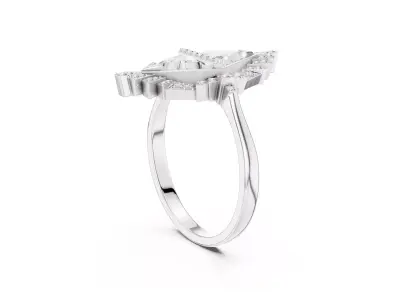 Jewelry Luxury Double Trillion Diamond Halo Statement Ring CAD 3D print model
