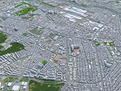 Gwangju Downtown South Korea Low-poly 3D model