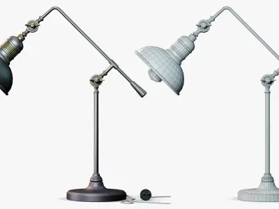 Table Lamp Adjustable Vintage Low-poly 3D model