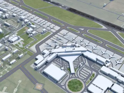 Bologna Guglielmo Marconi Airport 10km Low-poly 3D model