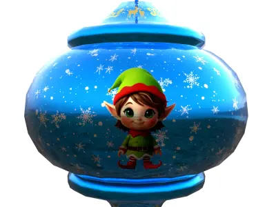 Charming Elf Holiday Blue Bauble 3D Model Subdivision Ready  PBR Low-poly 3D model