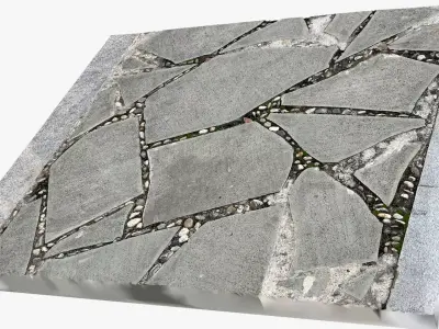 Walkway composed of flat floor tiles and stones 3d scan 3D model