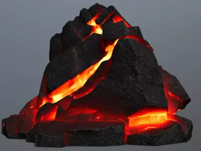 Volcanic Mountain Low-poly 3D model
