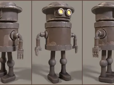 Simple Stylized Low-poly Robot Low-poly 3D model