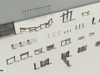 The Village and City Exterior  Props Pack Low-poly 3D model