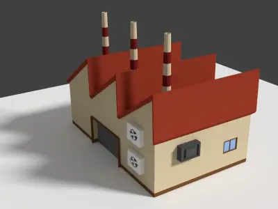 Low Poly Cartoon Factory 5 Low-poly 3D model