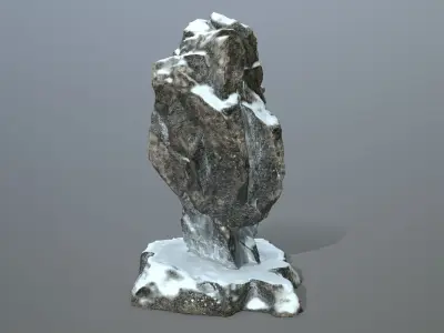 anibus statue with spear in snow Low-poly 3D model