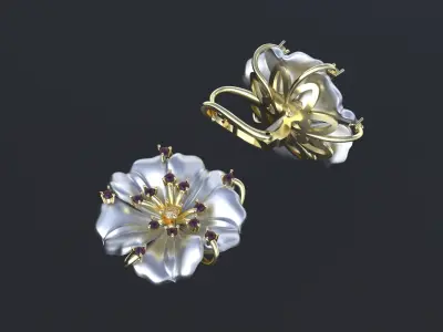 Designer earring with transform-flower  for cnc or  3D print model