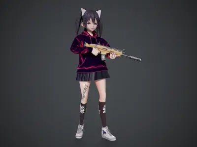 Kitty - Game Ready Character Low-poly 3D model