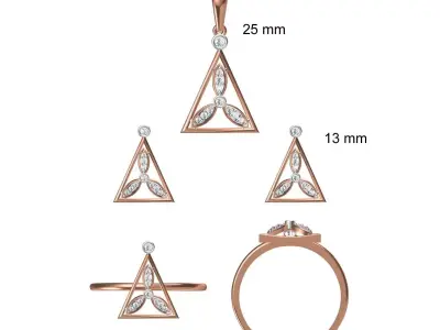 Light wt Ring Earrings Pendant set stl jcd 1-render details 3D print model 27