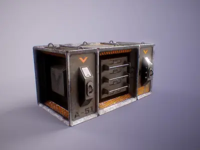 PBR Sci-Fi Heavy Cargo Container Low-poly 3D model