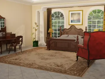 Classic Bedroom Interior Scene 3D model