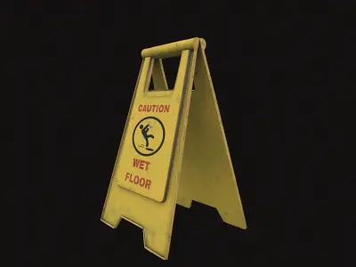 Caution Wet Flor Low-poly 3D model