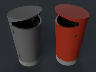 Street Trash Can 10 PBR Game Ready Low-poly 3D model