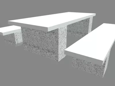Low Poly Stone Bench Low-poly 3D model