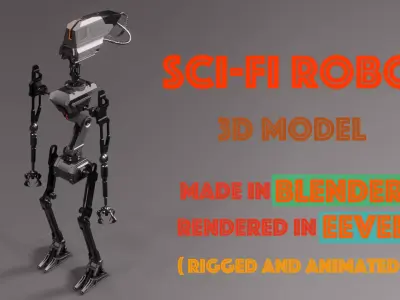 Robot metal leg with camera 3D model