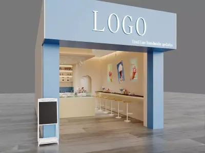 Modern Gelato Kiosk 3D model