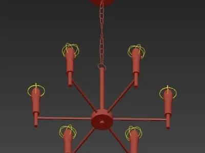 6 Lights Modern Pendant Lighting Golden 3D model