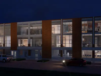 Modern American Multifamily or Mixed Use or office  Building 3D model