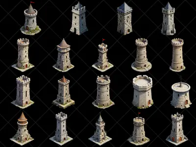 111 Transparent Fantasy Medieval Towers Texture
