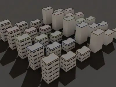 Cartoon Building Low Poly Building B 30 Variant Low-poly 3D model