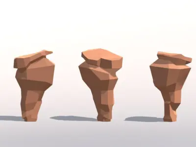 Low Poly Landscape Set three rocks Low-poly 3D model