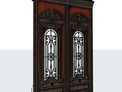 Old decorative door Low-poly 3D model