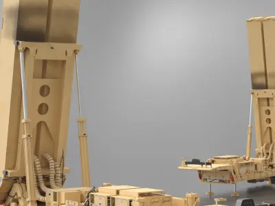  LRHW Missile Launcher Deployed with Supports Rigged for Maya 