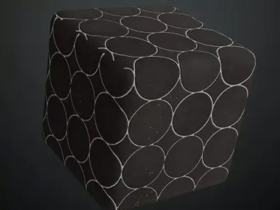 Modern Matte Black Penny Round Mosaic Tiles PBR Seamless Texture