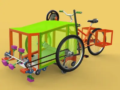 SWEEPER PEDAL BIKE TRICYCLE BICYCLE CLEANER SWAB MOP MACHINE 3D model