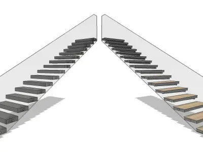Floating Cantilever Wall Based Revit Staircase Family 3D model