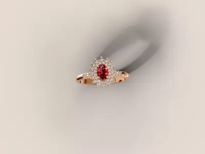 Classic Halo Pave Ring 3D print model