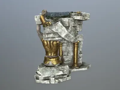temple statue Low-poly 3D model
