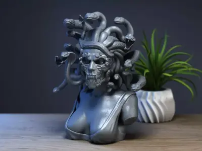 Medusa robot skull bust Cyborg medusa skull robot 3D print model