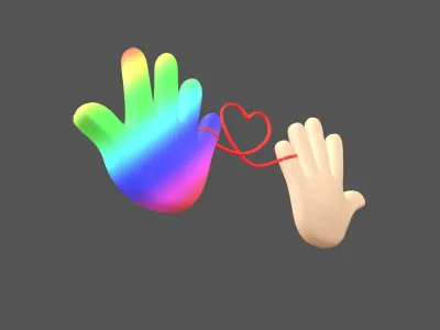 Hand with Red Line Icon v1 039 Low-poly 3D model