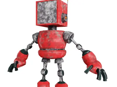 Retro-style red robot 3D model