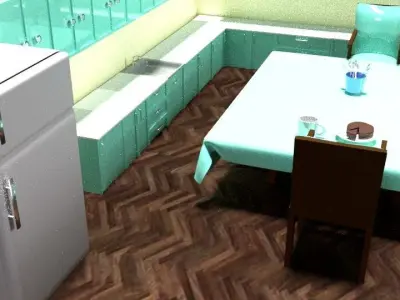 Low Poly Kitchen Interior 3D model