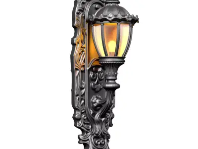 Classic Outdoor Forged Wall Lamp Lantern streetlight Sconce 3D model