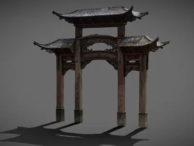 Chinese Wooden Door  1906 Low-poly 3D model
