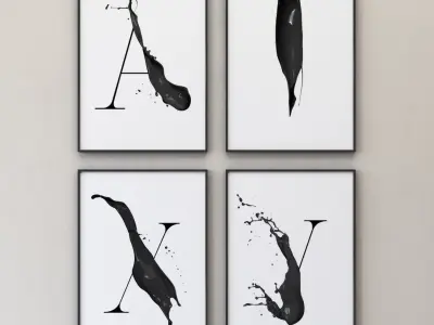 Letters Artsy Framed Low-poly 3D model