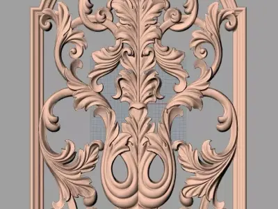 Furniture decorative flower 3D STL model for CNC carving E045 3D model