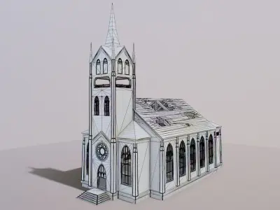Ruined Church Low-poly 3D model