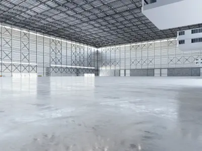 Airplane Hangar Hall Interior 3b Low-poly 3D model
