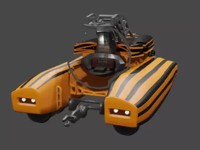 Submarine low poly 3d model orange and Free low-poly 3D model