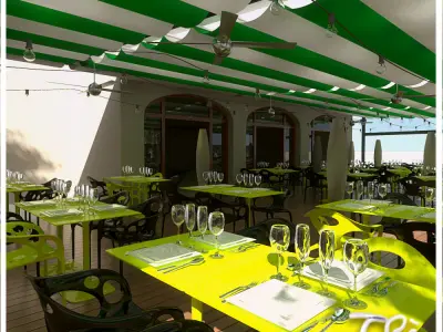 DAY NIGHT RESTAURANT SCENE 3D model