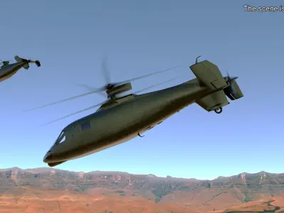  Futuristic Military Helicopter Rigged for Maya 