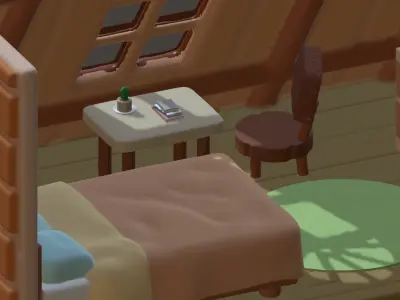 Cozy Attic Bedroom Miniature Dollhouse 3D print model
